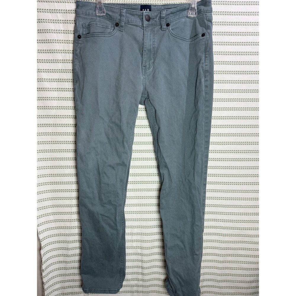 Gap Mens Slim Fit Chino Pants Sage Green Cotton Stretch Tapered Leg Size 30x30 - Picture 1 of 8